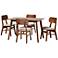 Euclid Sand Fabric and Walnut Brown 5-Piece Dining Table Set