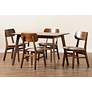 Euclid Sand Fabric and Walnut Brown 5-Piece Dining Table Set in scene