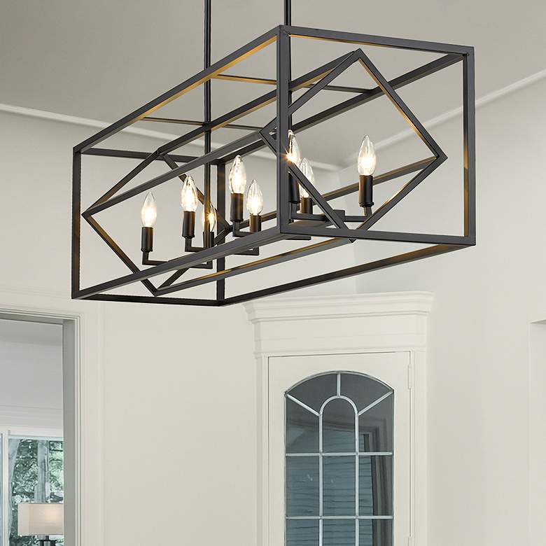 Image 1 Euclide 44" Wide Matte Black 8-Light Linear Chandelier
