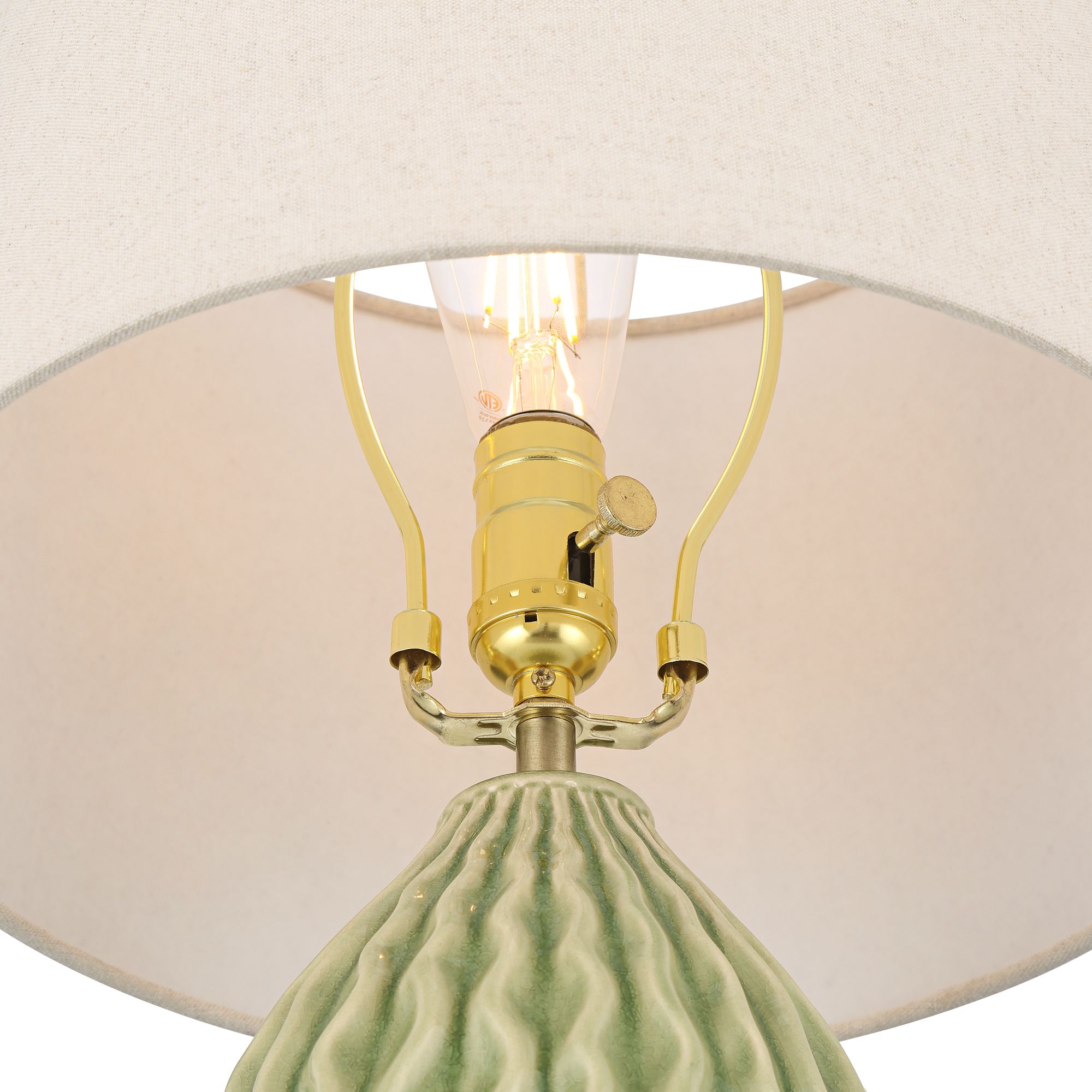 Image 5 Eugene 20 1/4"H Wavy Green Ceramic Gourd Accent Table Lamp Set of 2 more views