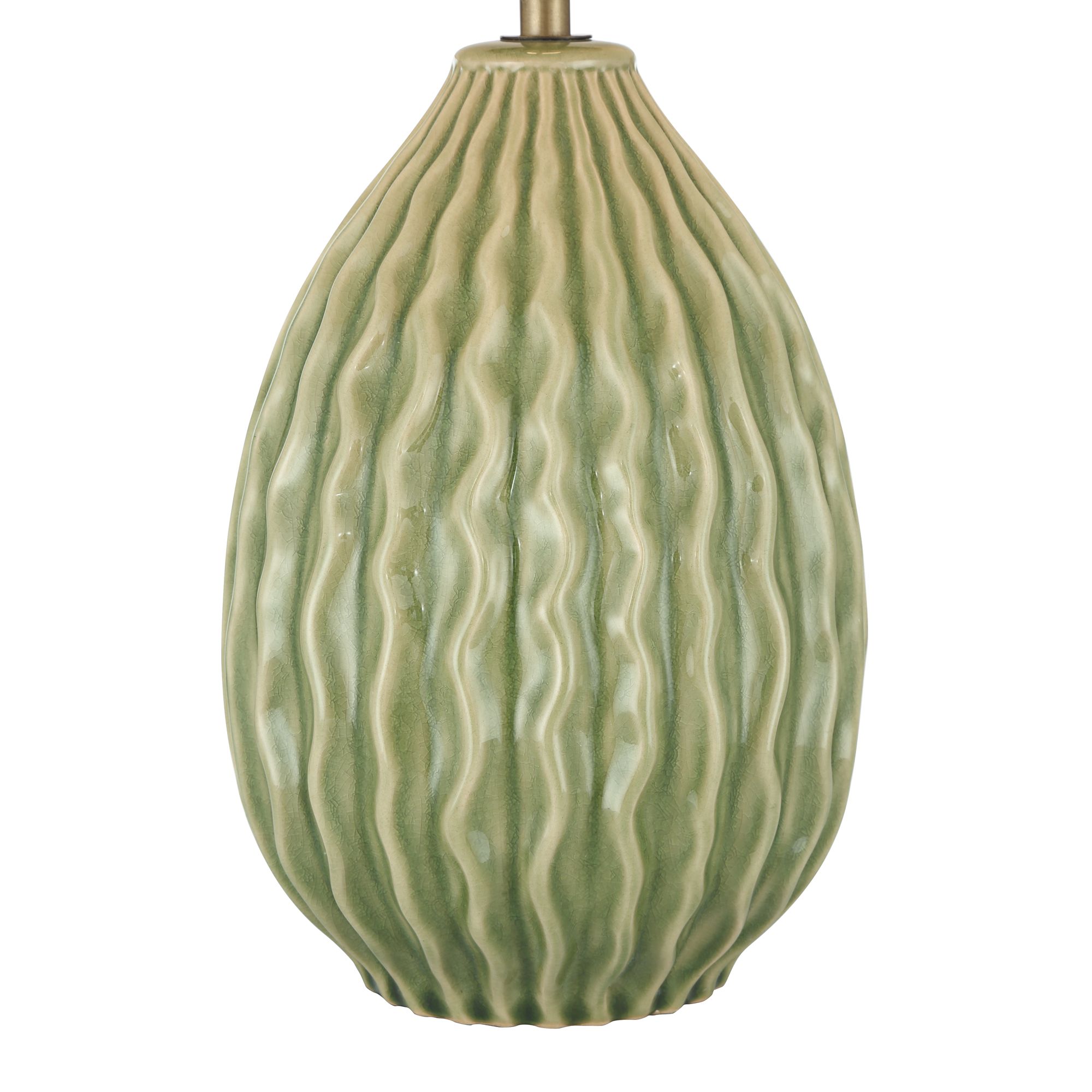 Eugene 20 1/4"H Wavy Green Ceramic Gourd Accent Table Lamp Set of 2 in scene