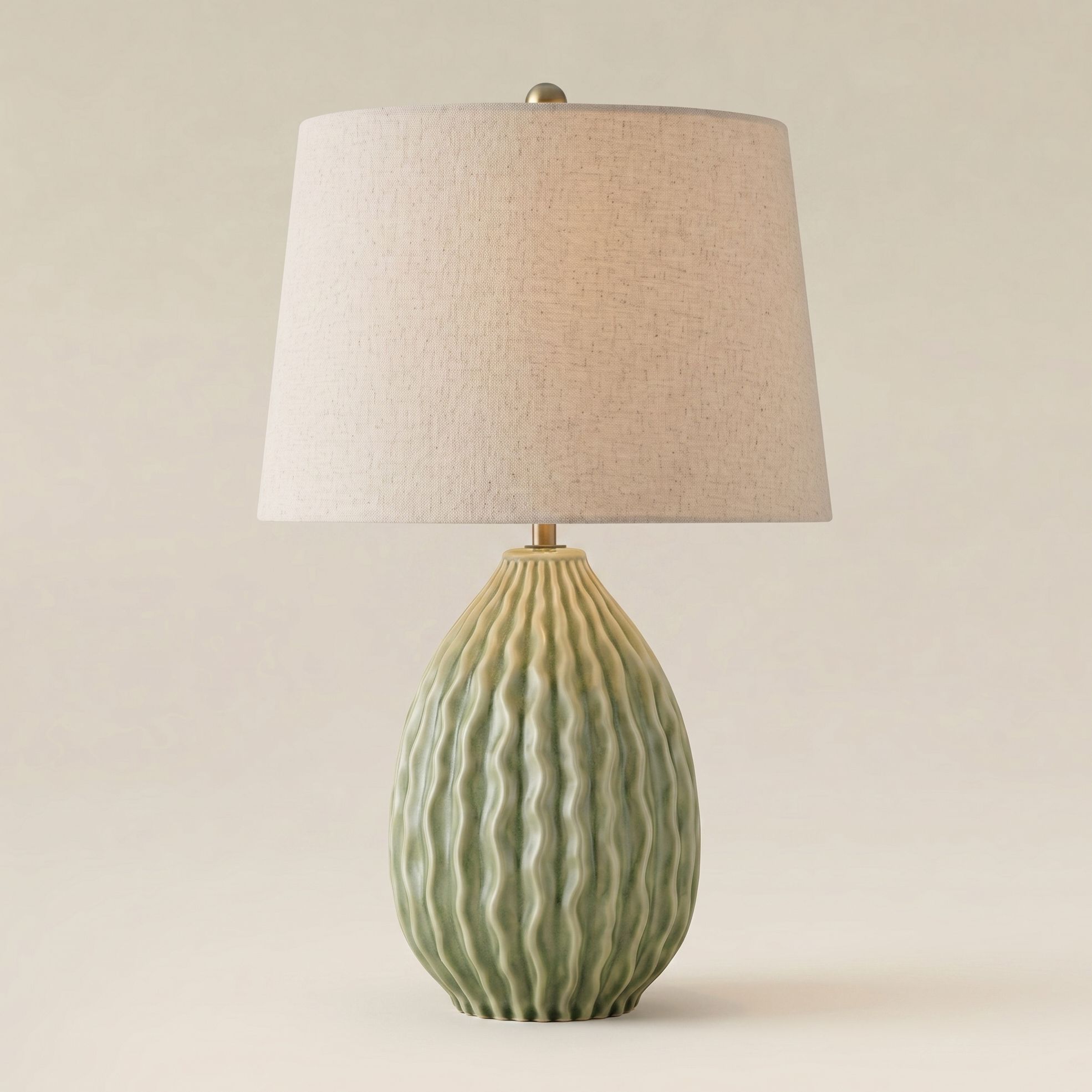 Eugene 20 1/4"H Wavy Green Ceramic Gourd Accent Table Lamp Set of 2 in scene