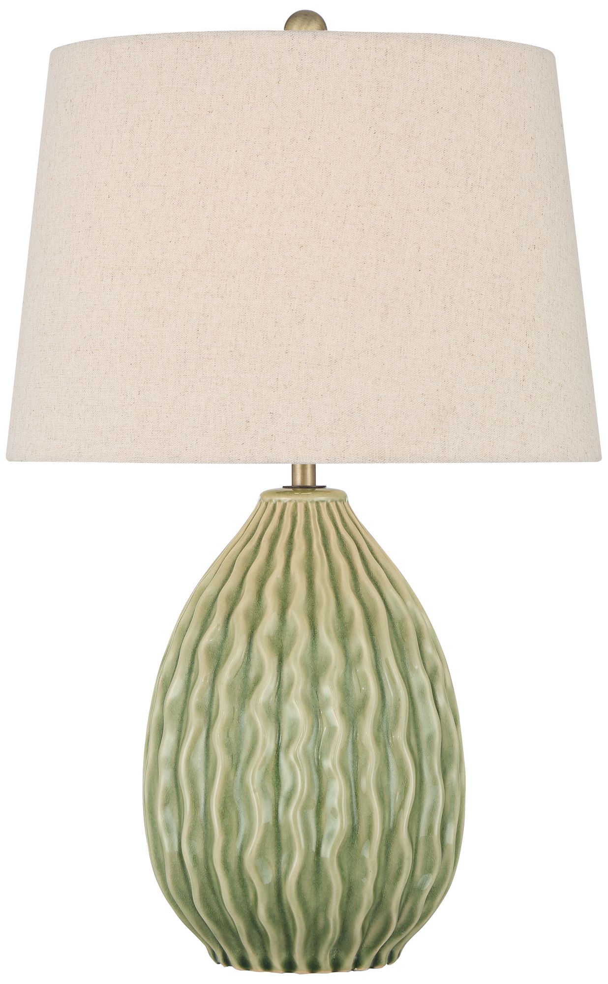 Image 3 Eugene 20 1/4" High Wavy Green Ceramic Gourd Accent Table Lamp