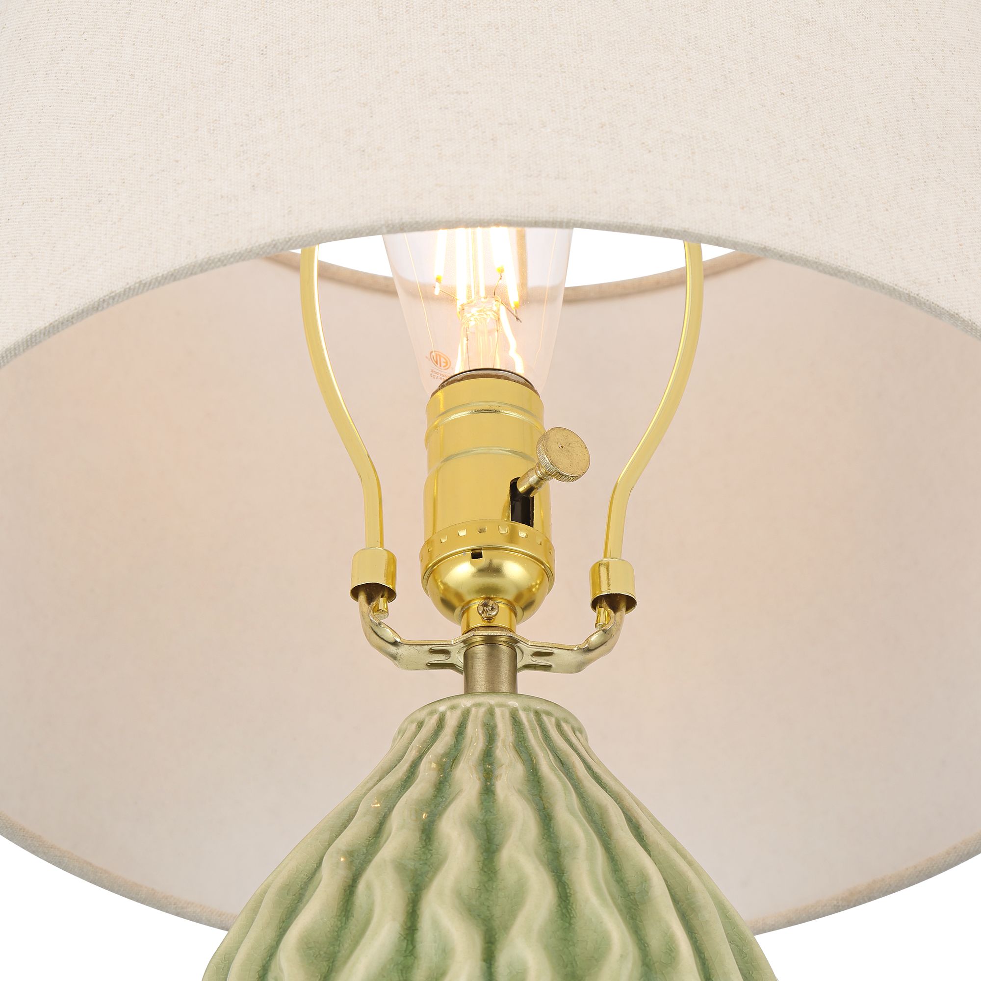 Image 5 Eugene 20 1/4" High Wavy Green Ceramic Gourd Accent Table Lamp more views