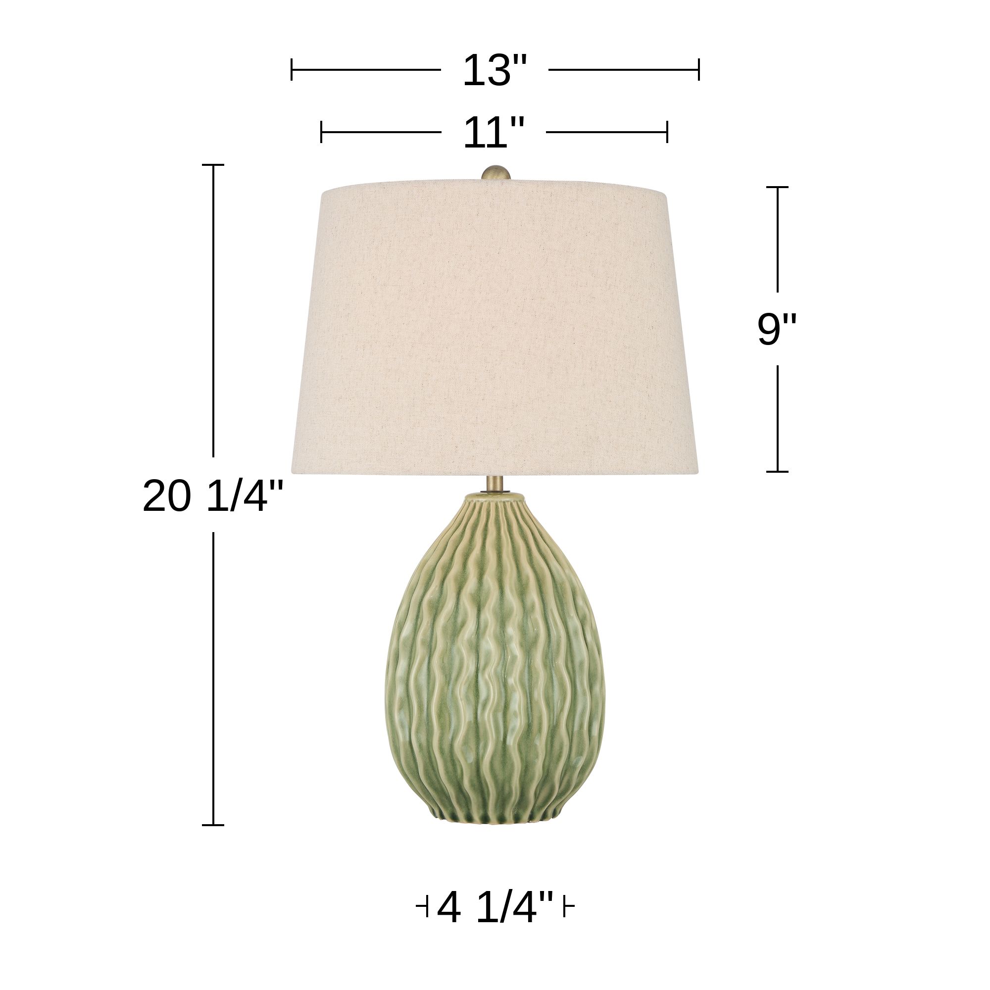 Eugene 20 1/4" High Wavy Green Ceramic Gourd Accent Table Lamp in scene