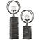 Eugenio Aged Black Ceramic 2-Piece Pillar Candle Holder Set