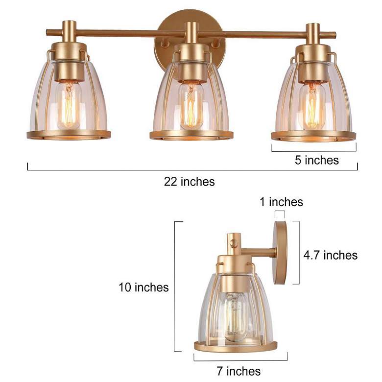 Image 2 Eumeneia 22" Wide Satin Gold 3-Light Vanity Bath Light more views
