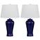 Eunice Navy Blue Ribbed Ceramic Table Lamp Set of 2