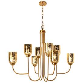 Image1 of Euniecstasy 8-Light Brass Glass Chandelier
