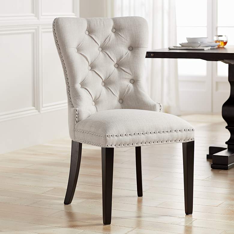 Image 1 Euphoria Tufted Beige Linen Dining Chair