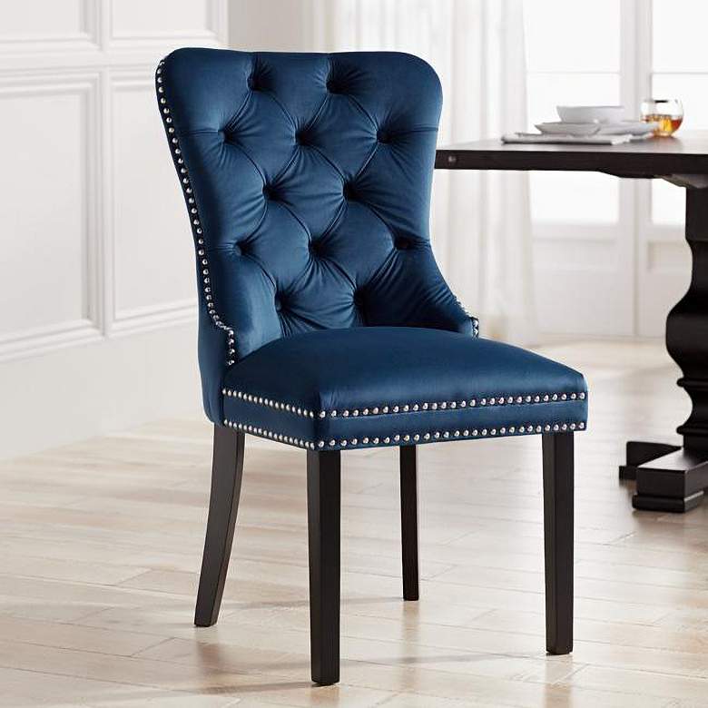 Image 1 Euphoria Tufted Blue Velvet Dining Chair