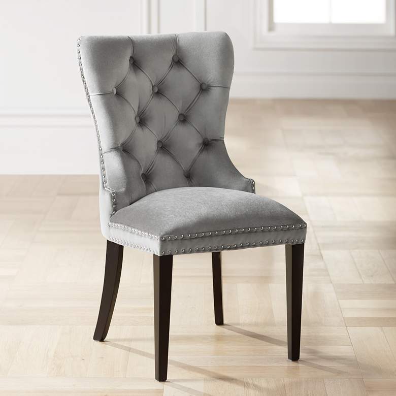 Image 1 Euphoria Tufted Gray Velvet Dining Chair