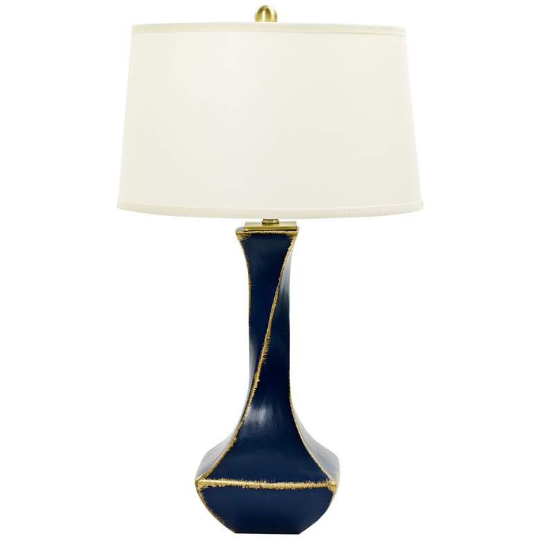 Image 1 Eureka Navy Tarnished Gold Twisted Ceramic Table Lamp