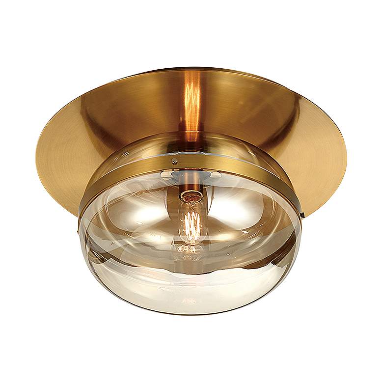 Image 2 Euro Nottingham 13 3/4" Wide Antique Brass LED Ceiling Light
