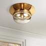 1_Euro Nottingham 13 3/4" Wide Antique Brass LED Ceiling Light