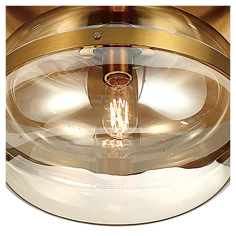 Image 3 Euro Nottingham 13 3/4" Wide Antique Brass LED Ceiling Light more views