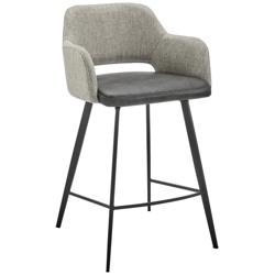 Euro Style Desi 25 1/2" Modern Gray Fabric Swivel Counter Height Stool