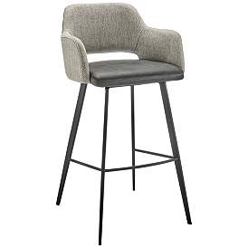Image1 of Euro Style Desi 29 1/4" Modern Gray Fabric Swivel Bar Height Stool