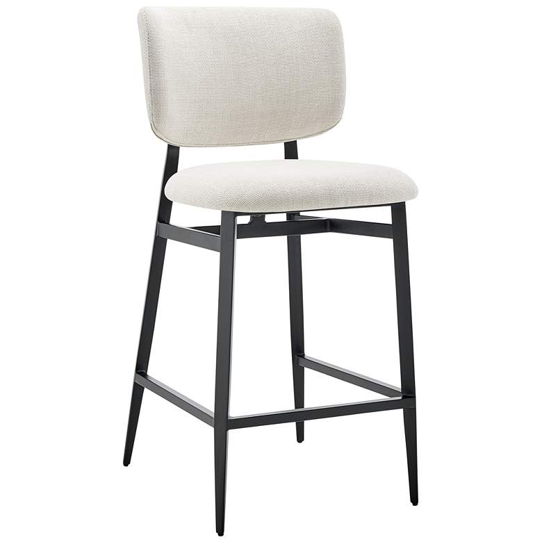 Image 2 Euro Style Felipe 26 1/2" Black with Beige Fabric Counter Height Stool more views
