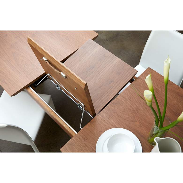 Image 5 Euro Style Lawrence 82 1/2" Walnut Veneered Extension Dining Table more views