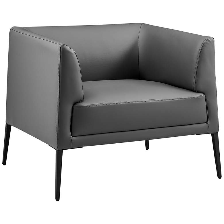 Image 2 Euro Style Matias 32" Wide Gray Leatherette Modern Lounge Chair