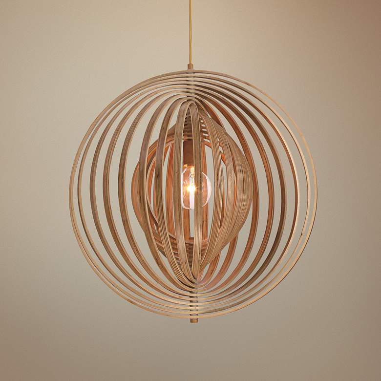 Image 1 Eurofase Abruzzo 23 1/4" Wide Wood Orb Modern Pendant Light