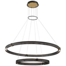 Eurofase Admiral 48 1/4&quot;W Black LED 2-Tier Ring Chandelier
