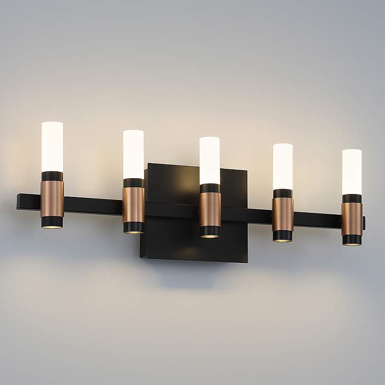 Image 1 Eurofase Albany 10 Light Vanity in Black and Brass