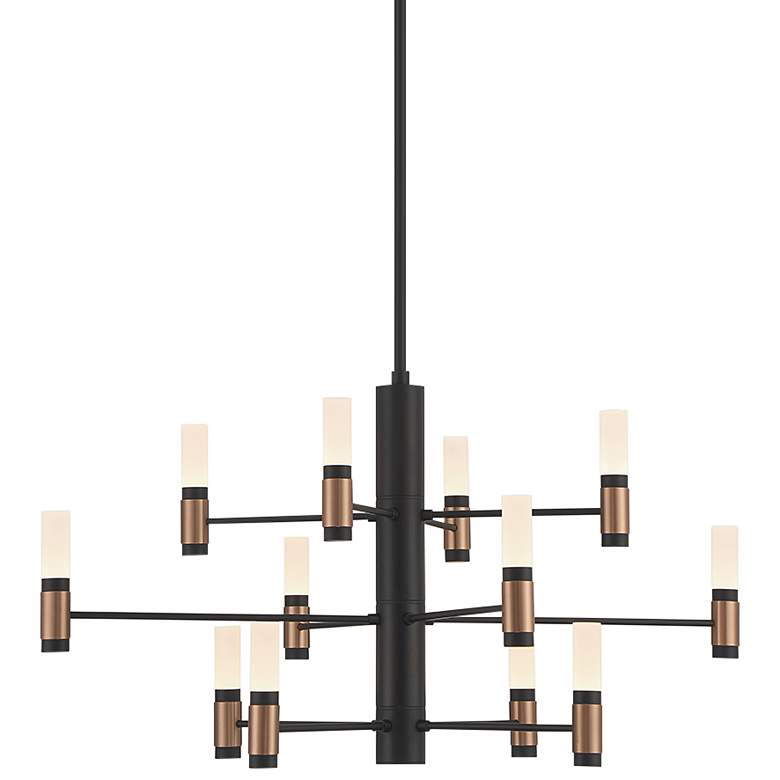 Image 1 Eurofase Albany 31 1/4"W Black Brass 12-Light LED Chandelier