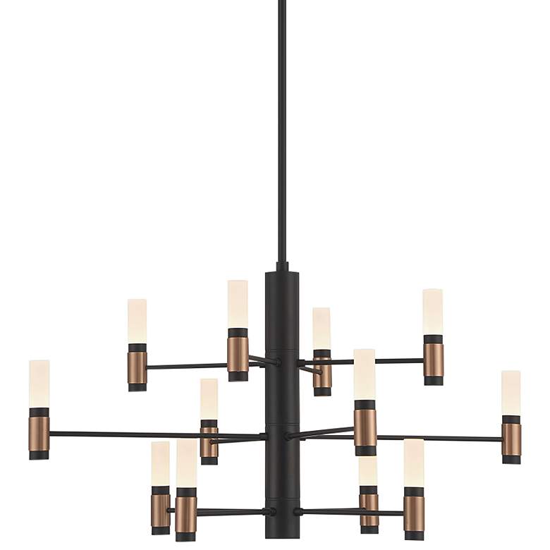 Image 1 Eurofase Albany 31 1/4 inchW Black Brass 12-Light LED Chandelier