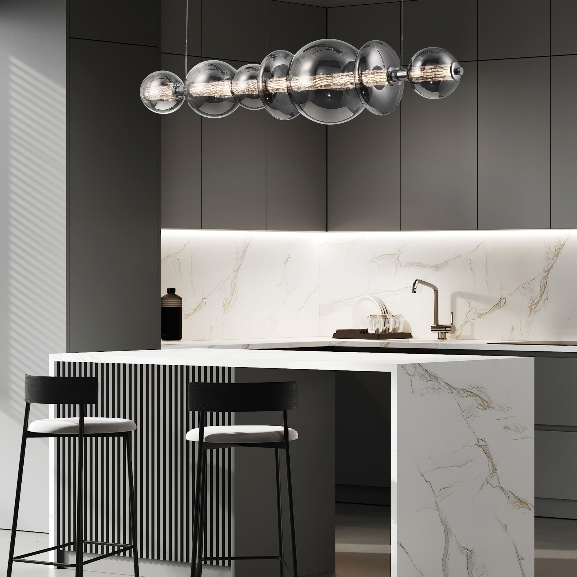 Image 2 Eurofase Atomo 1 Lt Chandelier Gold, Smoked Glass more views