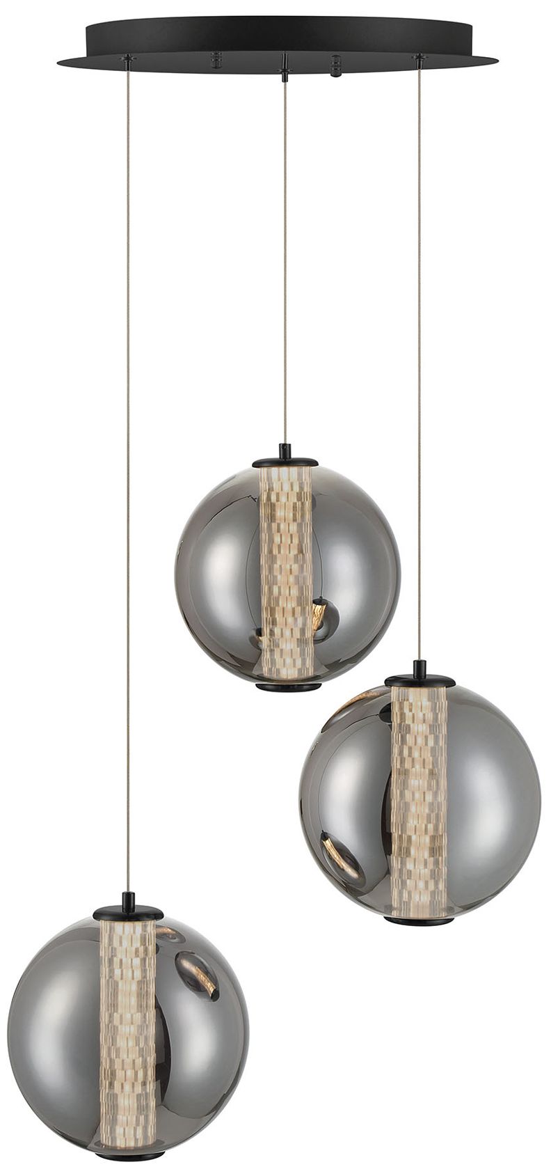 Eurofase Atomo 3-Light 21" Modern Multi-Drop LED Chandelier in Matte Black
