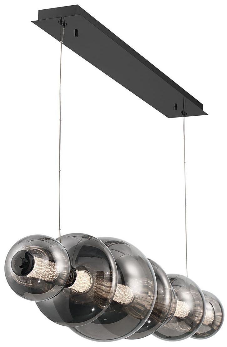 Image 2 Eurofase Atomo 3-Light 56" Modern Linear LED Chandelier in Matte Black more views
