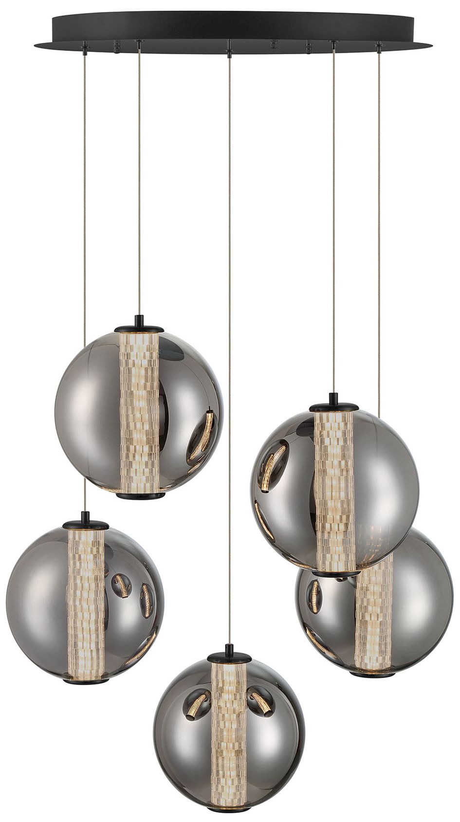 Eurofase Atomo 5-Light 26" Modern Multi-Drop LED Chandelier in Matte Black