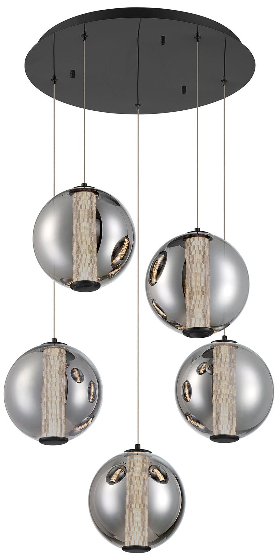 Image 2 Eurofase Atomo 5-Light 26" Modern Multi-Drop LED Chandelier in Matte Black more views