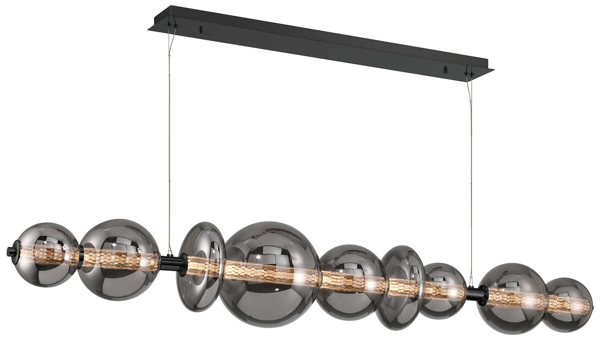 Image 2 Eurofase Atomo 74" Modern 3-Light Linear LED Chandelier in Black more views