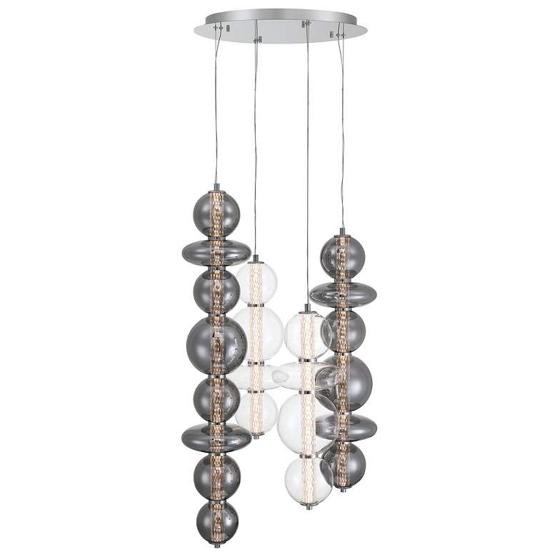 Image 1 Eurofase Atomo, Chandelier, 4-Light, 50", Chrome, Mixed Glass