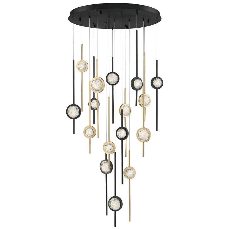 Image 1 Eurofase Barletta 23.50 In x32 In. Integrated LED Chandelier in Black/Gold