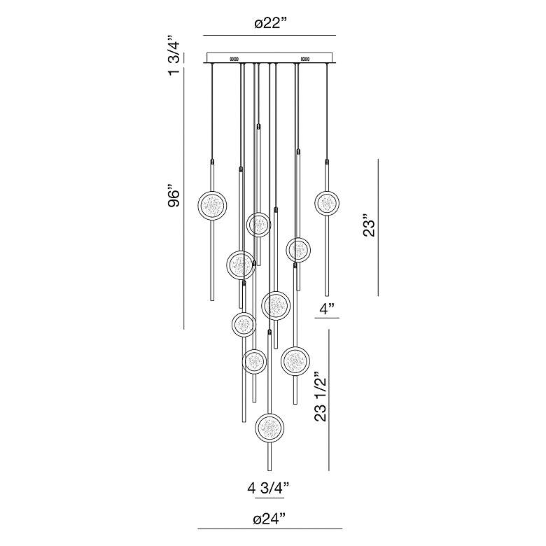 Image 5 Eurofase Barletta 24 inch Wide Brass Anodized Aluminum LED Chandelier more views