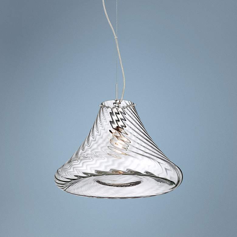 Image 1 Eurofase Bloor 15 inch Wide Chrome Rippled Glass Pendant