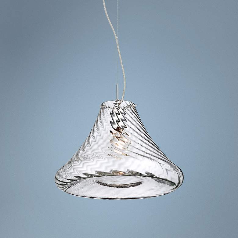 Image 1 Eurofase Bloor 15" Wide Chrome Rippled Glass Pendant