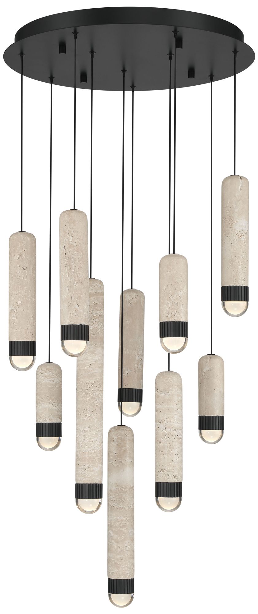 Image 2 Eurofase Cambre 10-Light 22" Integrated LED Multi Drop Chandelier in Black more views