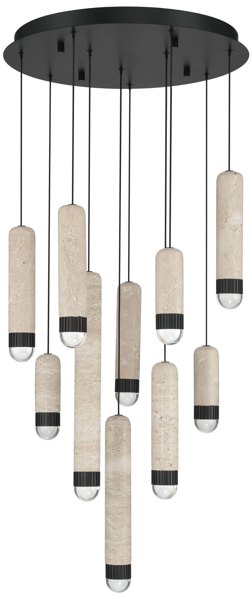 Image 3 Eurofase Cambre 10-Light 22" Integrated LED Multi Drop Chandelier in Black more views