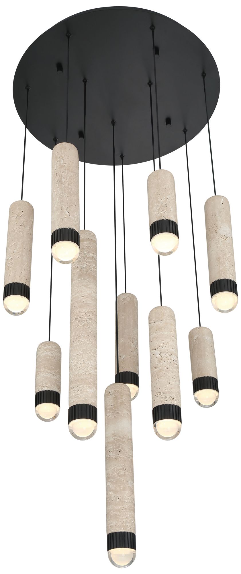 Image 4 Eurofase Cambre 10-Light 22" Integrated LED Multi Drop Chandelier in Black more views