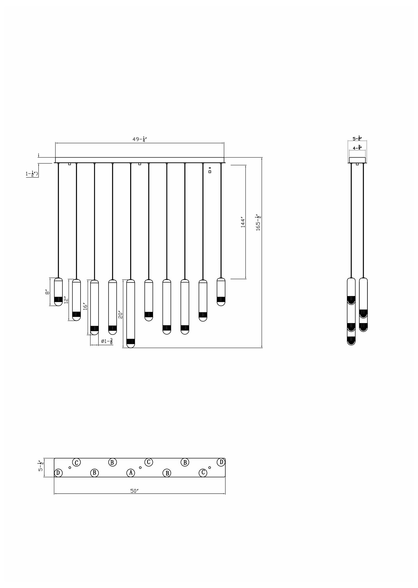 Image 4 Eurofase Cambre 50" Integrated LED Linear Chandelier - Antique Brass more views