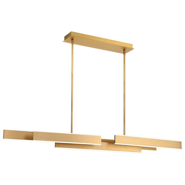 Image 1 Eurofase Cameno 55 inch Wide Satin Gold LED Linear Chandelier