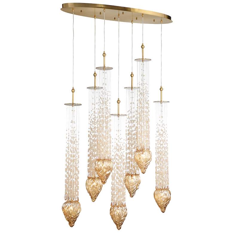 Image 1 Eurofase Cascata 42 In. x 15.25 In. 7 Light Chandelier in Polished Gold