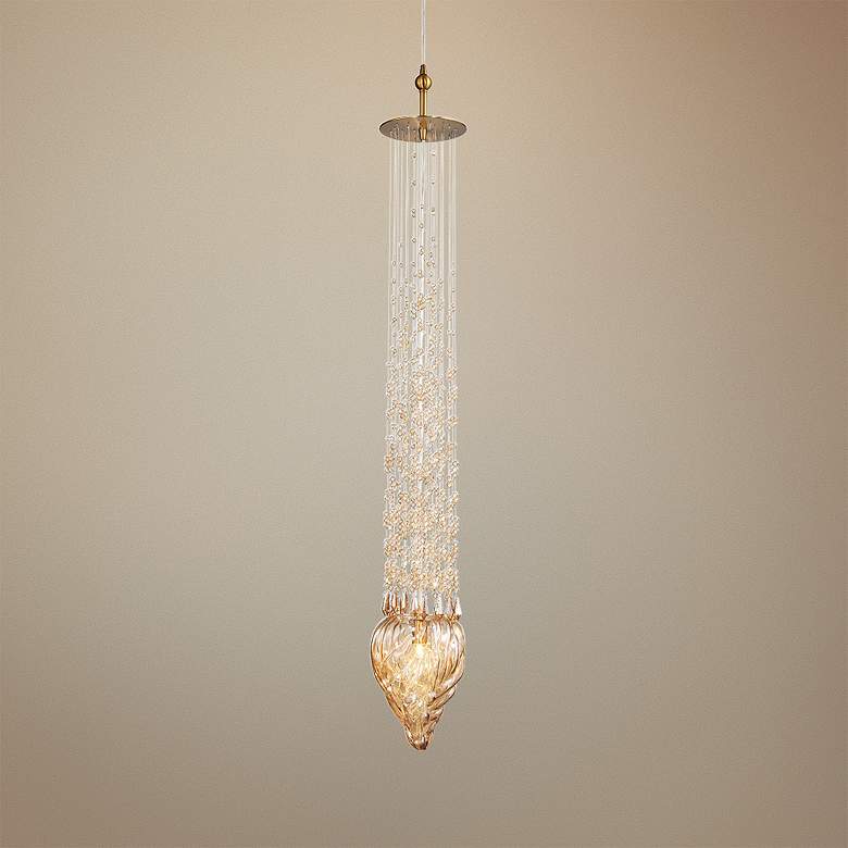Image 1 Eurofase Cascata 6" Wide Bronze Crystal Mini Pendant