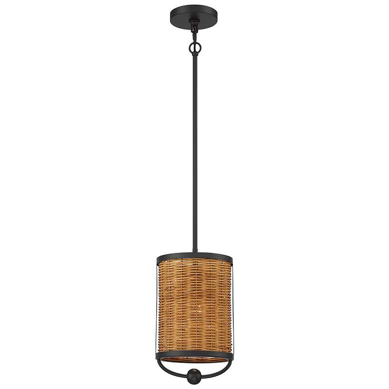 Image 1 Eurofase Comparelli 8" Wide Bronze and Natural Rattan Mini Pendant
