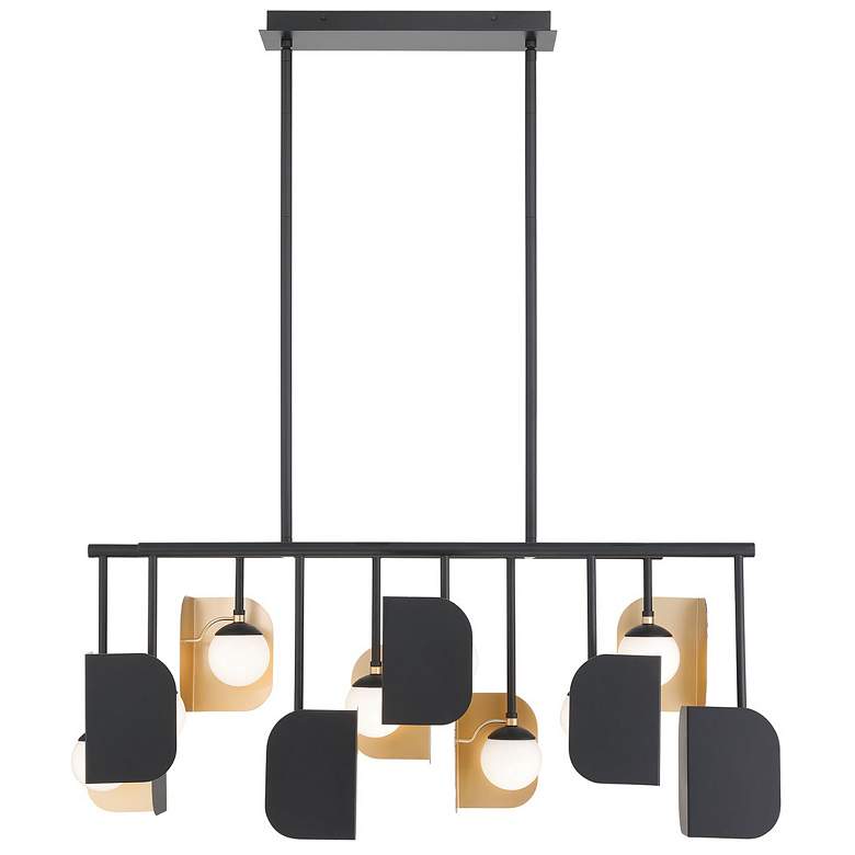 Image 1 Eurofase Cornice, Chandelier, 10-Light, 45", Gold-Black Mix, White Glass